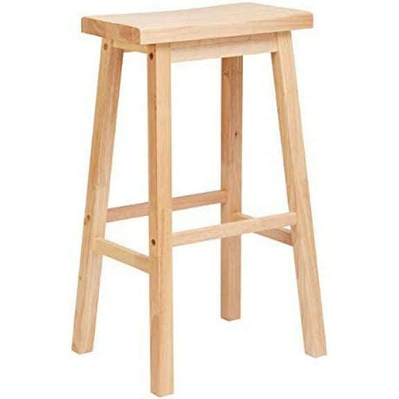 Classic Saddle-Seat 29 Inch Tall Kitchen Counter Stools, Natural