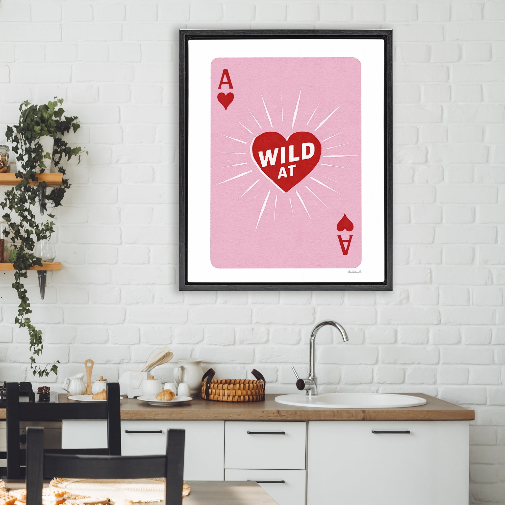 Wild At Heart Card Black Framed Floater Canvas Wall Art, design by Amanda Greenwood