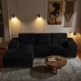 thumbnail image 3 of Vcatnet 114.6" Modular Sectional Sofa Couch, Modern Corduroy Cloud Sofa Couch, Oversized L Shaped Couch with Chaise for Living Room, No Assembly Required, Black, 3 of 11