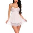 thumbnail image 4 of Encaje Babydoll Lencería Sexy Mini Chemise Malla Boda Camisón Camisón de novia Xemadio WRMH-1294-7, 4 of 6