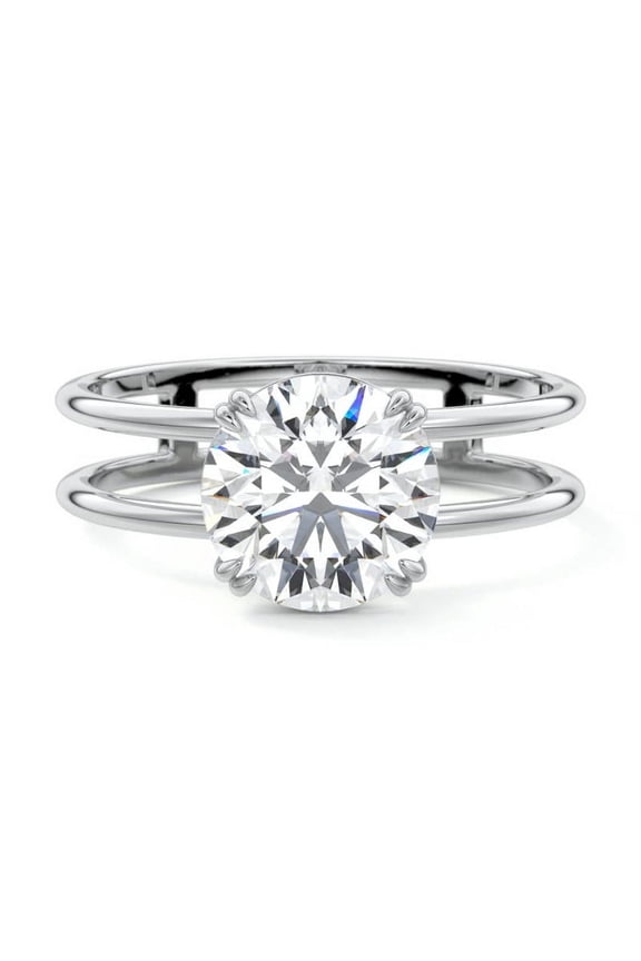 14K White Gold Plated Rings for Gifts - 1.8 Ct Lab Diamond Round Cut Wedding Ring - Single Diamond Solitaire Daily Wear Simple Rings for Women's - Solitaire Ring for Her - Gift for Mom