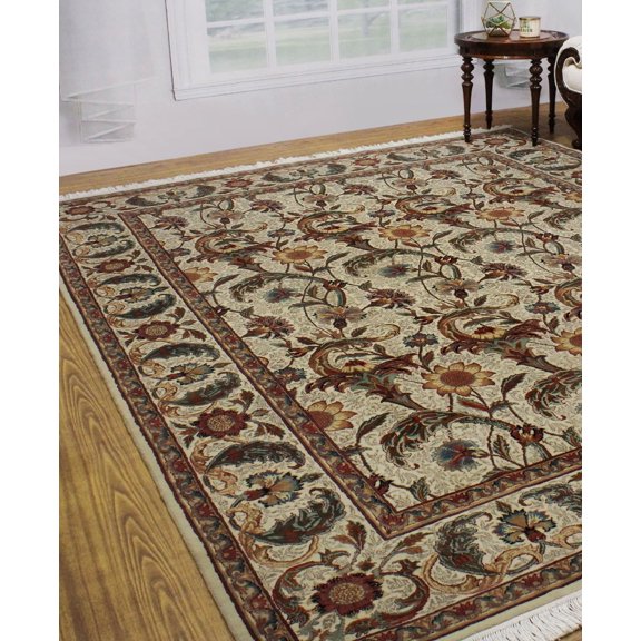 Wali Azeem Ivory/Green Rug, 7'10" x 10'3"