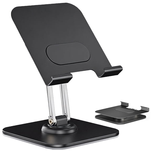 CreaDream iPad Stand for Desk, Foldable Adjustable Tablet Stand Holder, 360 Rotating iPad Accessories Compatible with 12.9”-4.7” Tablet Stand, Black