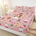 thumbnail image 3 of Feelyou Pink Cartoon Dog Twin Sheet Sets for Teen, Cute Christmas Animal Twin Fitted Sheet, Santa Claus Hat Flat Sheet, Breathable Home Decor, 3-Piece, 3 of 7