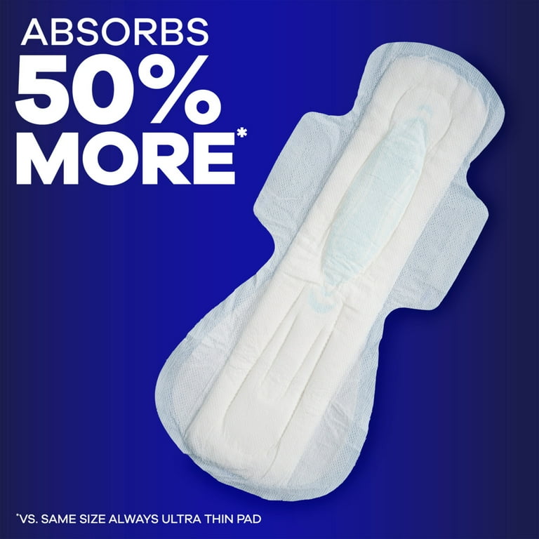 Always Maxi Pads with Wings, Size 5, Extra Heavy Overnight Absorbency, 27 CT