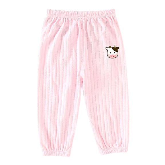 WRKEKC Boys and Girls Ribbed Knit Jogger Pants Elastic Waist Printed Casual Soft Trousers for Baby 6 Months-3 Years