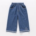 thumbnail image 2 of Landzoo Toddler Girls Denim Pants Graphic Wide Leg Jeans Lightweight Breathable Fall Casual Kid Girls Baggy Trousers, 2 of 5