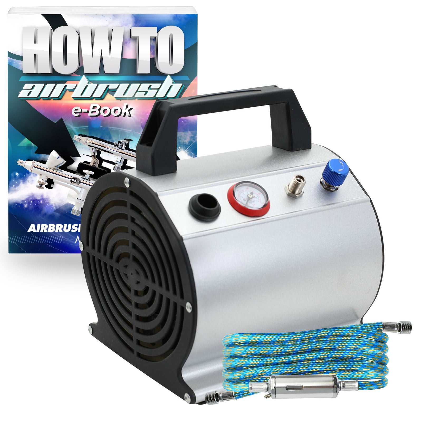 PointZero 1/6 HP Airbrush Compressor Small Portable Quiet Hobby Oilless Air Pump with