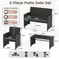 thumbnail image 3 of Costway 4 PCS Patio Conversation Set with Seat Cushions & Tempered Glass Tabletop, Porch Black+Black, 3 of 10
