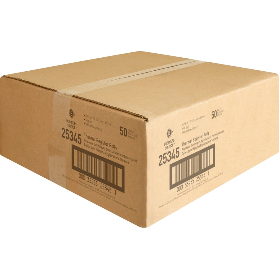 Business Source Thermal Thermal Paper - White - 3 1/8" X 273 Ft - 48 G/m² Grammage - Smooth - 50 / Carton
