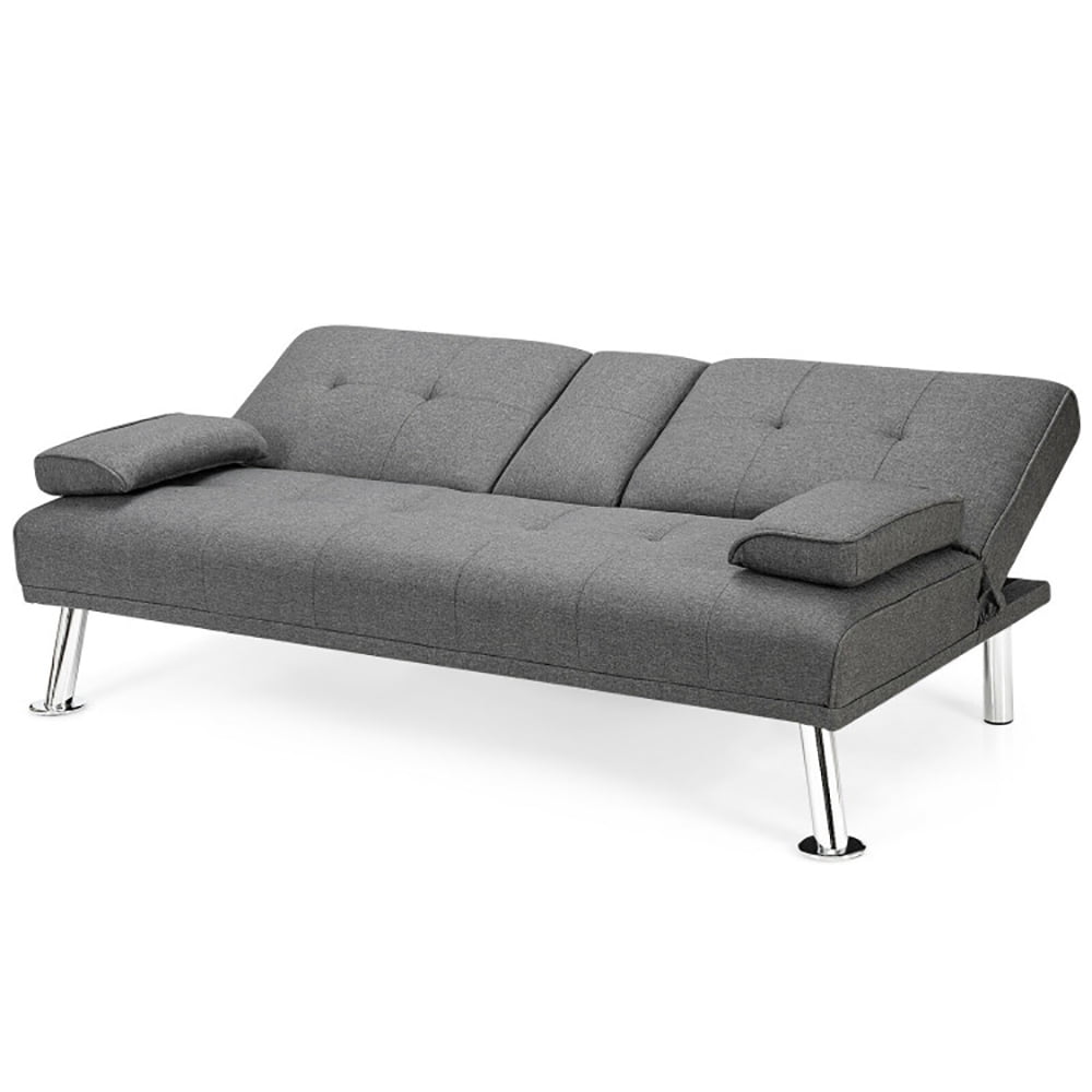 Finihen Fold Sofa Bed Couch, Futon Sleeper Chair Guest Bed and Fold Out Couch, Convertible Folding Futon Sofa Bed Fabric with 2 Cup Holders, for Living Room, Bedroom, Light Gray Finihen Fold Sofa Bed Couch, Futon Sleeper Chair Guest Bed and Fold Out Couch, Convertible Folding Futon Sofa Bed Fabric with 2 Cup Holders, for Living Room, Bedroom, Light Gray