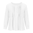 thumbnail image 4 of IROINNID On Sale Plus Size Shirts for Women Cotton Shirts for Women Comfortable Spring Summer Solid Color Loose Cotton And Linen Tops Seven-point Sleeve Round Neck Blouses,White, 4 of 6