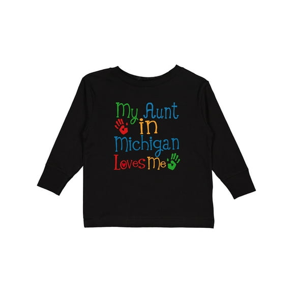Inktastic My Aunt in Michigan Loves Me Boys or Girls Long Sleeve Toddler T-Shirt