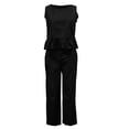 thumbnail image 5 of Heisall Women's Two Piece Sets Sleeveless Pleated Top and Wide Leg Cropped Pants Casual Lounge Sets Summer, 5 of 8