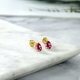 thumbnail image 4 of Gem Stone King 18K Rose Gold Plated Silver Pink Topaz Stud Earrings for Women Men (2.00 Cttw, Gemstone November Birthstone, Pear Shape 8X5MM), 4 of 4