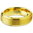 thumbnail image 3 of Charming Jewelers Tungsten Wedding Band Ring 6mm for Men Women Comfort Fit 18K Yellow Gold Plated Step Beveled Edge Brushed Polished Lifetime Guarantee Size 6, 3 of 5