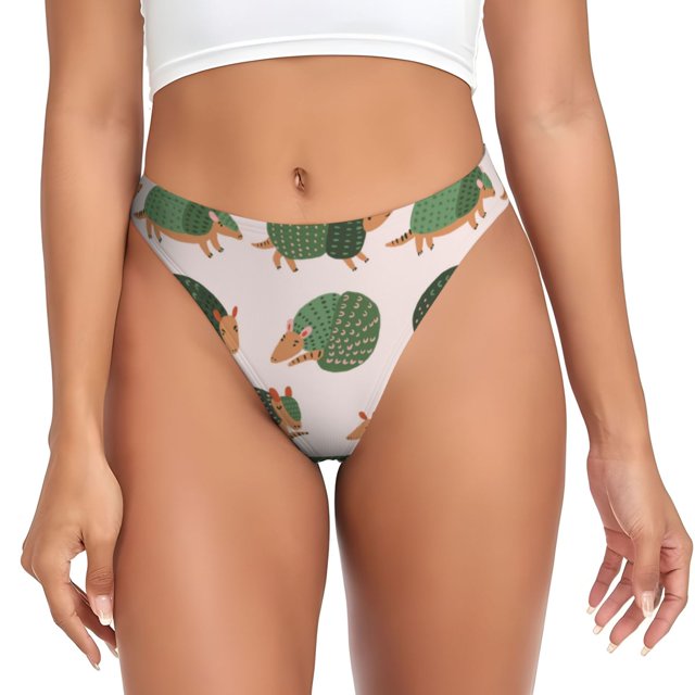 Balery Cute Armadillo Tangas de Algodón para Mujer con Estampado – Ropa Interior Sexy, Transpirable, G-string-3X-Large
