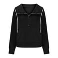 thumbnail image 6 of QATAINLAV Mother's Day Gifts Women's Half Zip Cropped Sweatshirts with Hood Solid Casual Fleece Lined Hoodies Long Sleeve Pullover Activewear Sweater Black L, 6 of 9