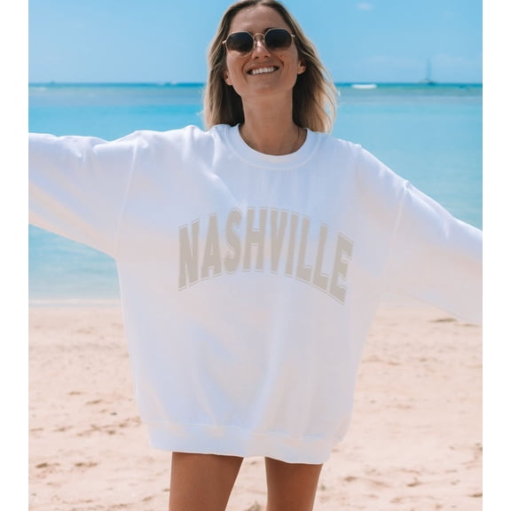 Nashville Sweatshirt, Trendy Varsity Sweatshirt, Aesthetic College Crewneck, Oversized Minimalist Sweater, Nashville Tennessee Shirt All Size S-5Xl
