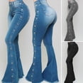 thumbnail image 3 of Pantalones vaqueros acampanados con Control de barriga para mujer, Jeans acampanados ajustados al tacto, pantalones vaqueros acampanados de pierna ancha, 3 of 5