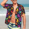thumbnail image 5 of Lsque Colorful Cats pattern Hawaiian Shirt for Men, Unisex Summer Beach Casual Short Sleeve Button Down Shirts-3X-Large, 5 of 9