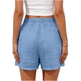 thumbnail image 5 of Karight Womens Eyelet Embroidery Casual Shorts, Elastic High Waist Drawstring Loose Fit Summer Bottoms with Side Pockets for Beach Vacation, 5 of 6