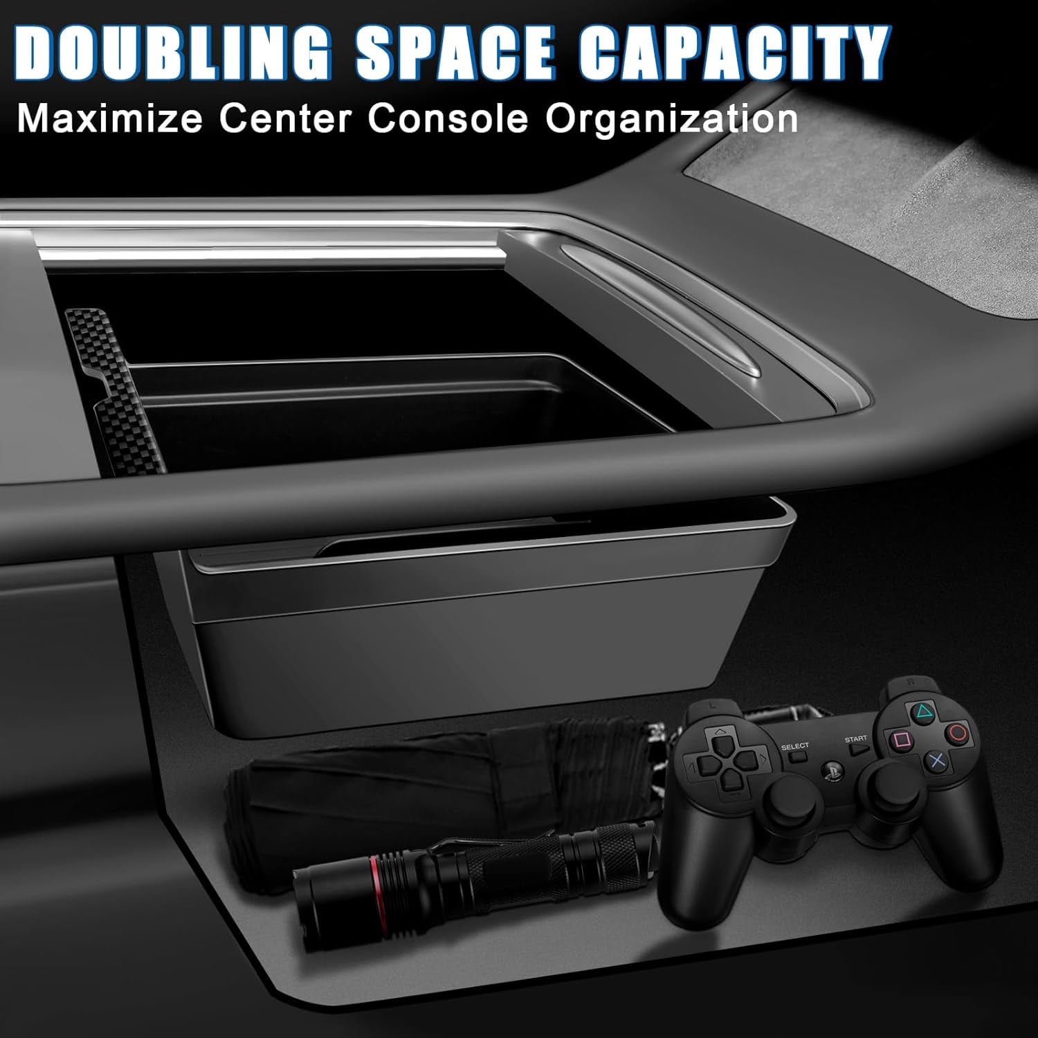 XINTUO 5Pcs Tesla Model Y Center Console Organizer Tray with Armrest Drawer & Cup Holders 2021-2025(Not for Model 3 2024)