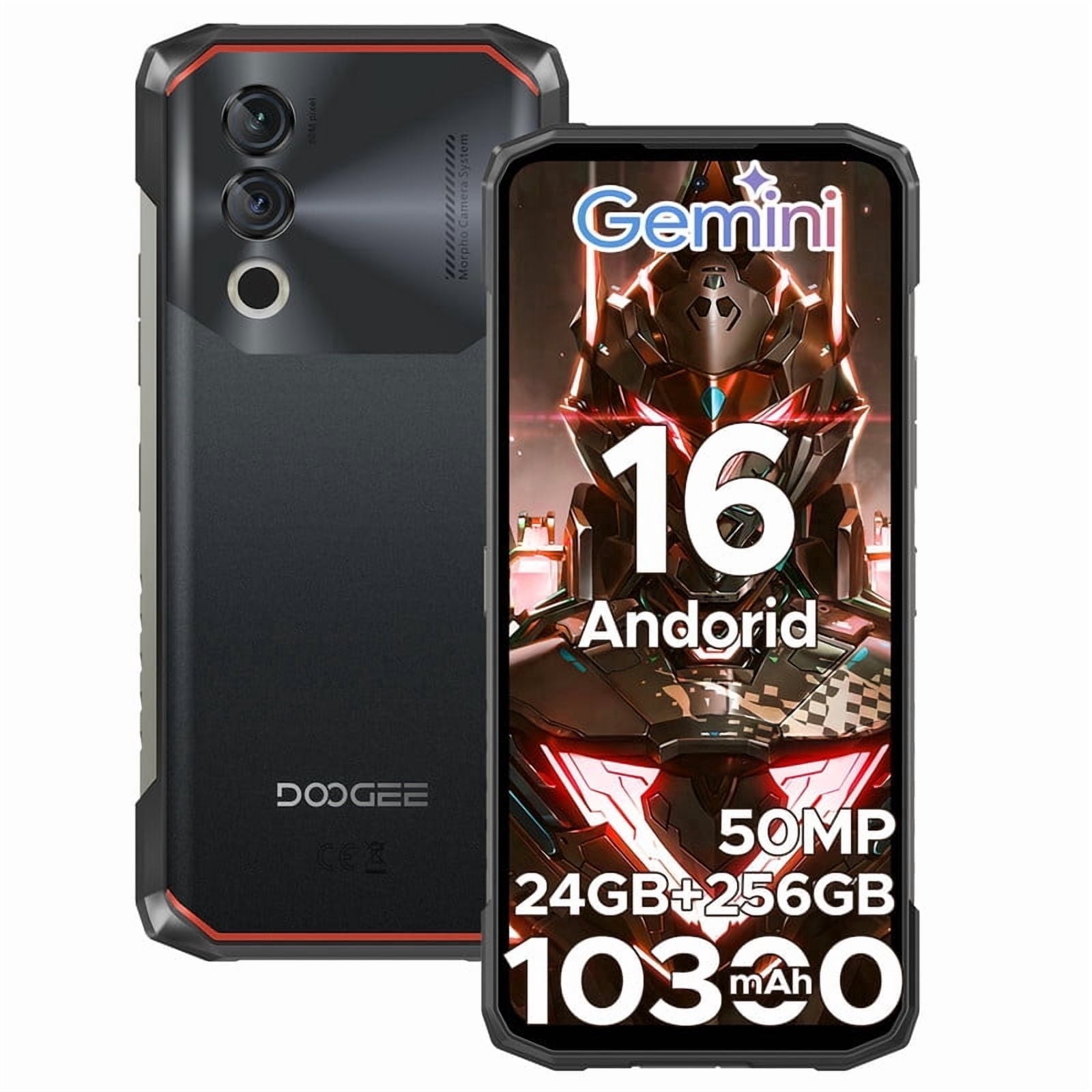 DOOGEE Blade10 Power (2026) Rugged Smartphone Unlocked,24GB+256GB/2TB,Android 16 with 10300mAh Rugged Phone,6.6''HD+90Hz, 50MP Camera,3 Card Slots/Face Unlock/Fingerprint/NFC/Wi-Fi6E/IP69K