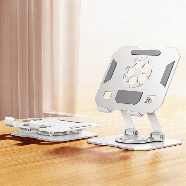 COM1950s Tablet Stand,360 Degree Rotating and Adjustable Foldable Desktop Stand,Aluminum Alloy Phone and Tablet Holder for Desk with Non-Slip Base for Viewing and Work