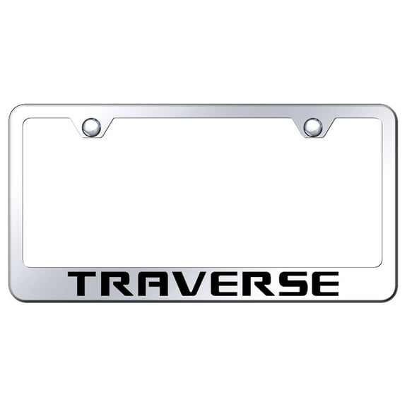 Chevy Traverse Laser Etched Logo Stainless Steel License Plate Frame (Chrome)