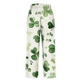 thumbnail image 5 of QATAINLAV St Pattys Day Women's Holiday Wide Leg Pants 2025 Summer Comfy Lightweight Linen Beach Pants Casual Elastic Waist Yoga Pants with Pockets Green XXL Ofertas Del Dia de Hoy Relampago, 5 of 6
