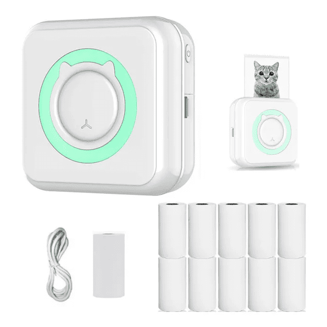 Mini Impresora Térmica Portátil Malubero Malu2130 Blanco con Verde