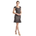 thumbnail image 5 of Chelsea Dress - Women's Cap sleeve pinstripe dress with self belt and ruffle hem, 5 of 6