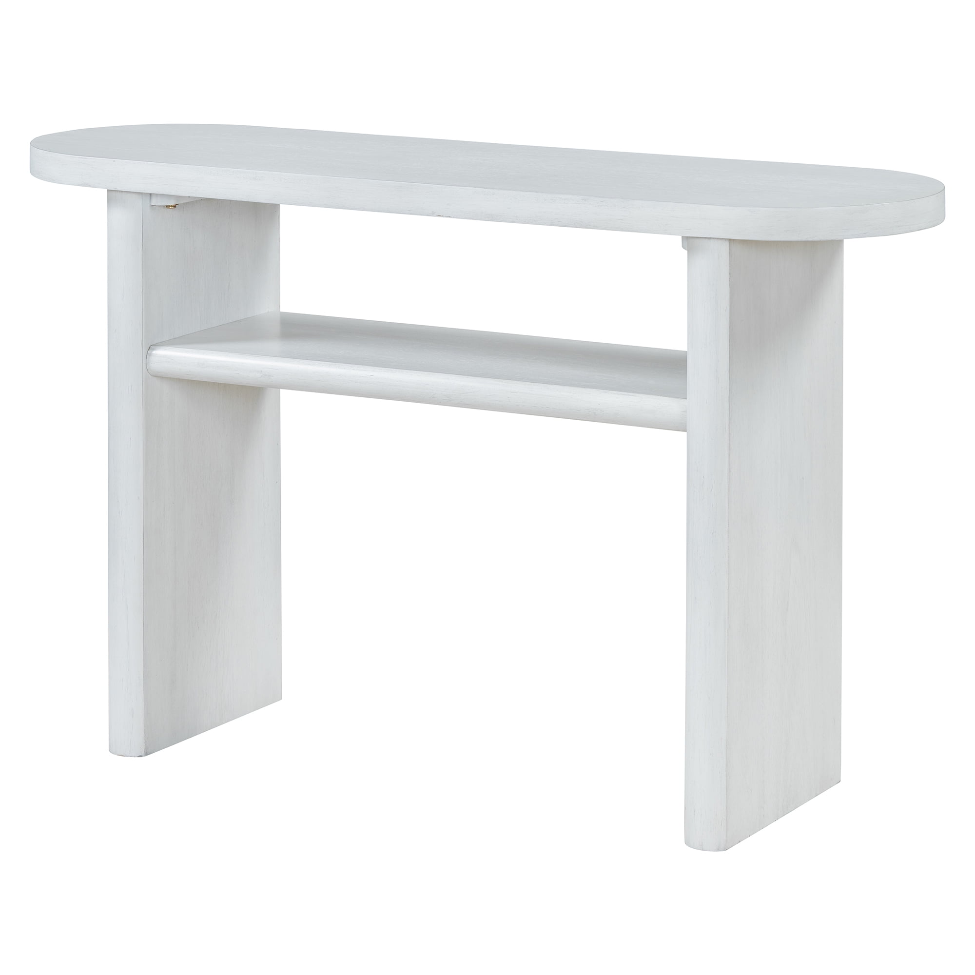 MAYEERTY Elegant Minimalist Console Table with Rounded Edges and Sturdy Shelf Design for Entryway, Living Room, Antique White