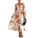 thumbnail image 1 of Vestido largo Sissyaki Boho con estampado floral, manga larga, rojo playa, XL, para mujer, 1 of 5