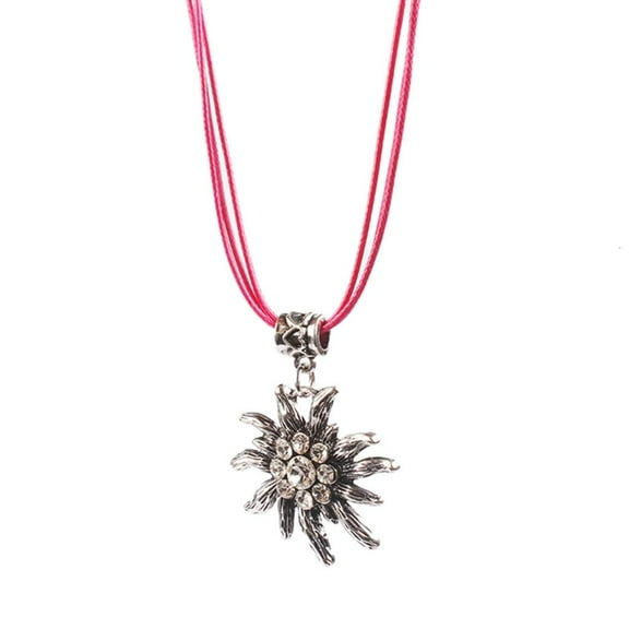 Necvior Sparkling Flower Charm Necklace Pendant Neck Jewelry Edelweiss Pendant Necklace Alloy Material Great for Beer Festivals