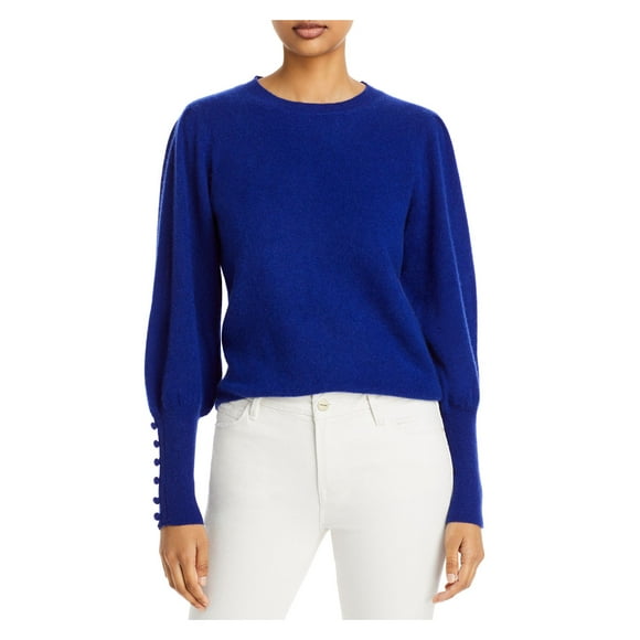 Designer Brand Womens Blue Cashmere Jewel Neck Wear To Work Sweater S