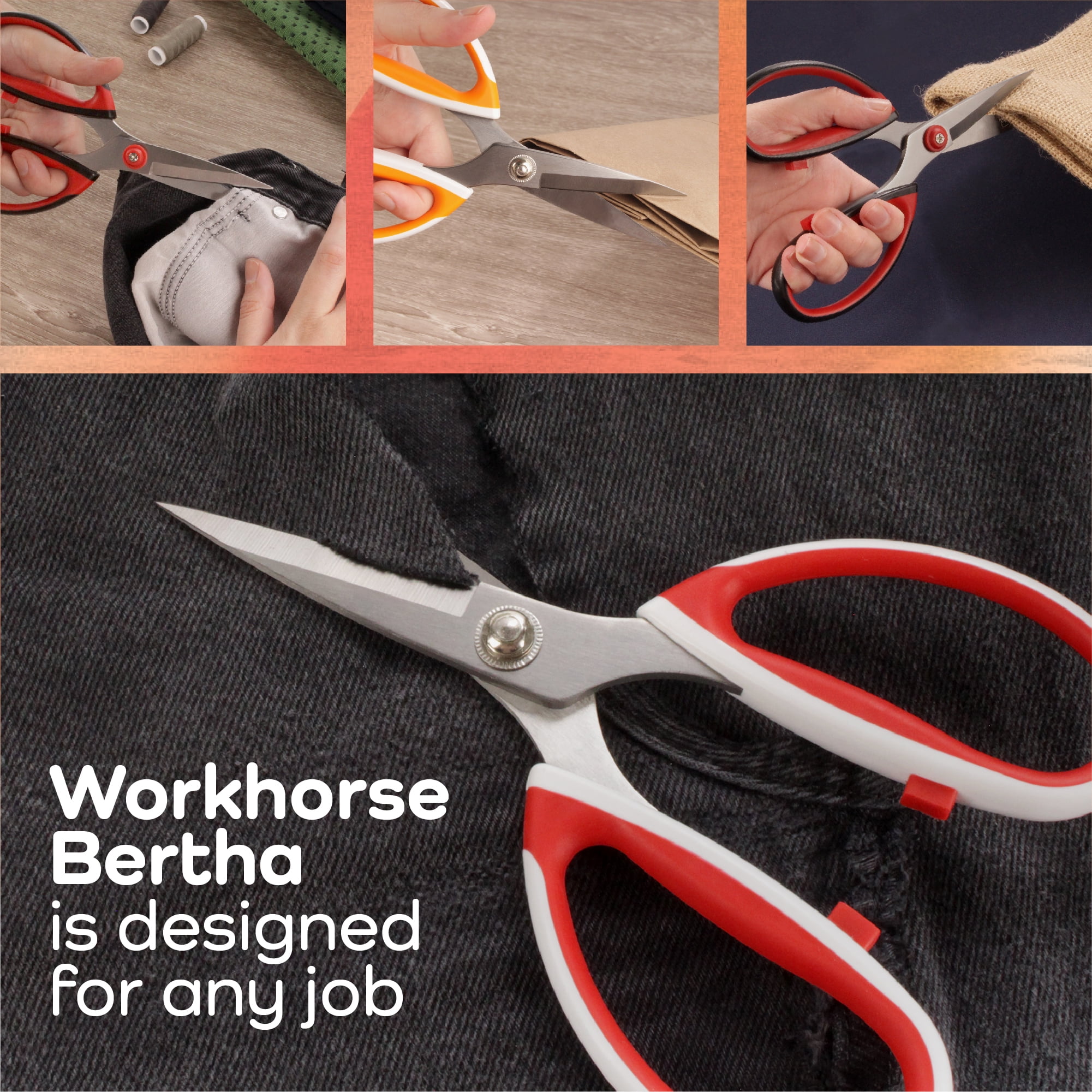 JubileeYarn Workhorse Bertha All Purpose Heavy Duty Scissors - Red & Black - 30 Scissors