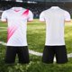 thumbnail image 2 of Odeerbi Niños Niñas Malla Rápido Seco Uniforme de Fútbol Conjunto Rayas Gradiente Impresión Camiseta Shorts Ropa Deportiva Atlética Para 5-15 Años, 2 of 6