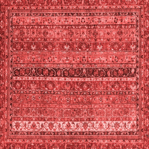 Ahgly Company Machine Washable Indoor Square Oriental Red Modern Area Rugs, 3' Square