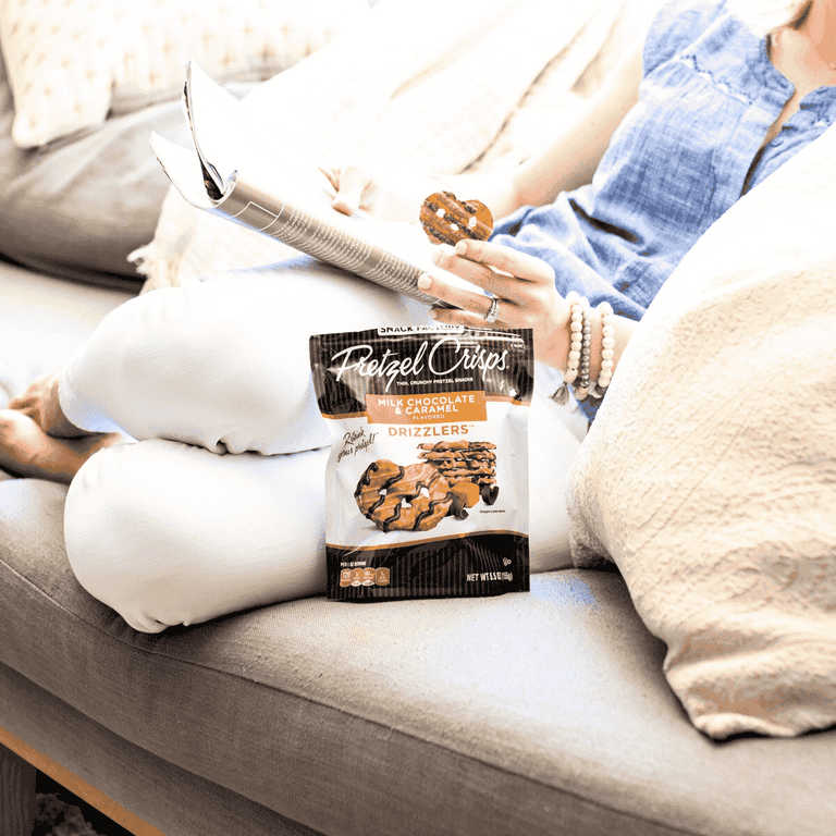 Snack Factory Milk Chocolate Caramel Pretzel Crisps, 5.5 oz Bag