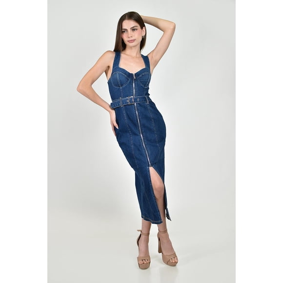 Vestido denim con cierre Roman Fashion /Juvenil, 14774 (Azul dark) azul oscuro M