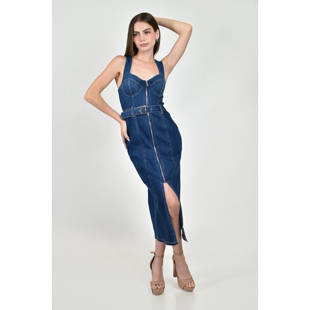 Vestido denim con cierre Roman Fashion /Juvenil, 14774 (Azul dark) azul oscuro M