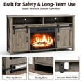 thumbnail image 4 of SESSLIFE 58" Fireplace TV Stand for TVs up to 65", Farmhouse Entertainment Center with Electric Fireplace, Sliding Barn Doors and Storage Cabinets, Washed Gray, 4 of 8