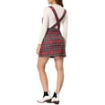 thumbnail image 3 of Allegra K Women's Plaid Above Knee Preppy Knit Crossover V Neck Overall Skirt, 3 of 5