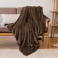 thumbnail image 3 of PiccoCasa Flannel Fleece Blanket, Microfiber Fuzzy Plush Blankets for Sofa, Chocolate 59" x 78", 3 of 8