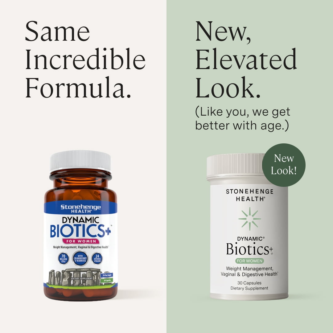 Stonehenge Health Probiotics 70 Billion CFU + 24 Strains, Prebiotic, Dynamic Biotics+ for Women, New Formula for Weight Management, Digestive & Vaginal Support, Delayed Release Shelf Stable Non-GMO