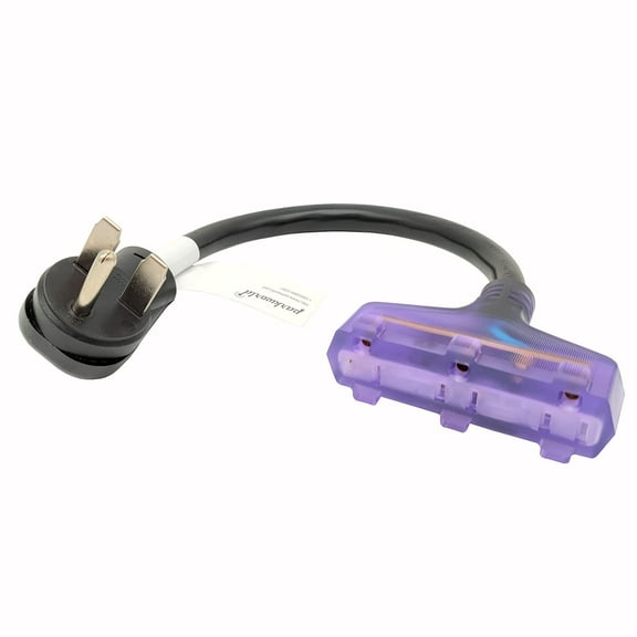 Parkworld 62688 AC Adapter Cord, Workshop 3-Prong 6-30P Male to (3) 5-15R Female Household Tri Outlet with Lighted, Output 125V, 18 inch