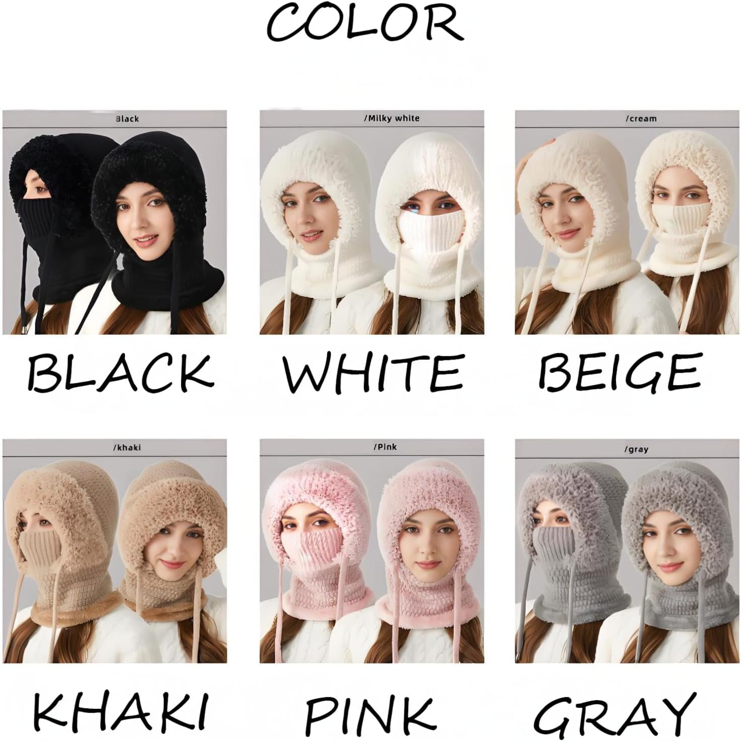 3 in 1 Beanie Hat with Scarf and Mask for Women, Winter Balaclava Ski Mask with Plush Lining, All-Weather Windproof Protection for Skiing, Hiking, and Outdoor Activities
