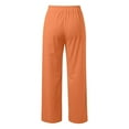 thumbnail image 7 of Fiaer,Womens Oversized 3/4 Sleeve Linen Side Button Lounge Wear Sets with Pocket,Women's Loose Fit Casual Trendy Solid Outfits Set,Ladies Wide Leg Pants and V Neck Shirts 2 Piece Orange XXL, 7 of 7